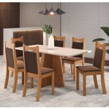 Mesa De Jantar Retangular Trapiche Com 6 Cadeiras Dalas Mel/blonde/bombom