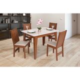 Conjunto De Sala De Jantar Mesa Retangular Giovana Com 4 Cadeiras Elane Naturalle/off White