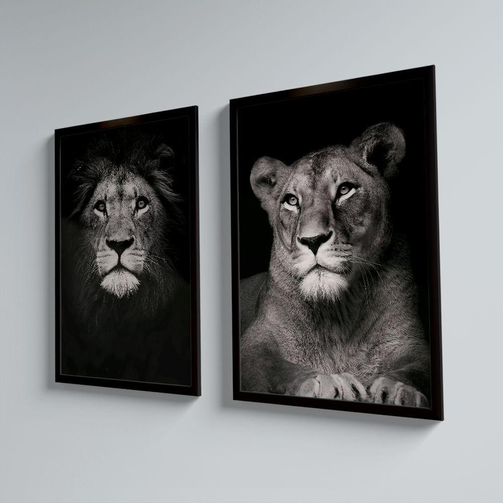 Quadro Decorativo Dupla Leão E Leoa