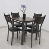 Mesa Lisboa 80 Cm Com 4 Cadeiras Craqueado-preto