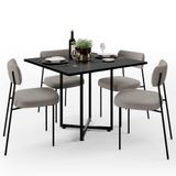 Mesa De Jantar Rivera Preto 90cm Com 04 Cadeiras Industrial Melina F01 Bouclê Bege - Lyam