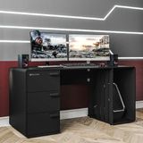 Mesa Gamer E Escritorio Home - Preto/logo Prata