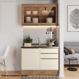Cozinha Compacta 2 Peças 3 Portas Com Vidro Reflecta Viena Freijó / Cinza Argila