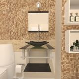Gabinete Para Banheiro Vidro 40 Cm Cuba Quadrada E Espelheira Vmex Preto