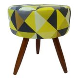 Puff Decorativo Redondo 40 Cm Dóris Pé Palito Suede