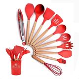 Kit Jogo De Escumadeiras 12 Peças Silicone + Inox Cozinha