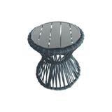 Mesa De Centro Sol Em Corda Náutica E Base Em Alumínio Cinza 70cm Cinza - Cor: Cinza