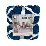 Cobertor Polar Blade Texturizado De Pelúcia Tamanho 200x210cm Azul