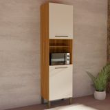 Paneleiro Com 2 Portas E Espaço Para Micro-ondas 100% Mdf Paris Espresso Móveis Amêndoa/off White