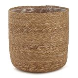 Cachepot Em Fibra Natural Cesto Marrom - 21cm