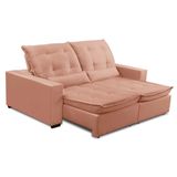 Sofa Retratil Reclinavel 2 Lugares 2,70m Atlantis Veludo Rosê Lansofbr