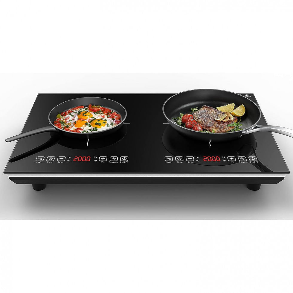 Cooktop De Inducao Dupla Portatil Com Controle Digital E Trava De Seguranca 4000w, 110v, Vbgk, Preto