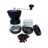 Moedor De Café Preto Vidro Manual Com Manivela E Regulagem