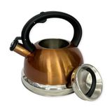 Chaleira Inox Com Apito Fogão Indução Gold Com Fundo Triplo