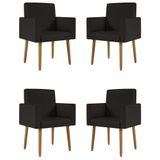 Kit 4 Poltronas Nina Decorativa Recepção Sala Oferta Courino Cor:courino Preto