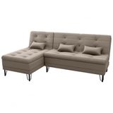 Sofá Cama Com Chaise 3 Lugares 2,00 Mts Nice Matrix Capuccino