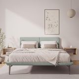 Cama Japonesa Toquio Casal Com Cabeceira Almofada Linho Cinza - Cor: Cinza