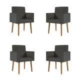 Kit 4 Poltronas Nina Decorativa Recepção Sala Oferta Courino Cor:courino Cinza