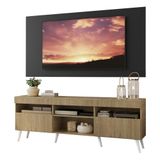 Rack Painel E Suporte Tv 65 Rustic/preto Pés Retrô Branco