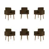 Kit 6 Poltronas Nina Decorativa Recepção Sala Oferta Courino Cor:courino Marrom