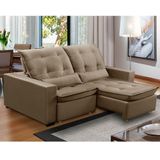 Sofa Retratil Reclinavel 2 Lugares 2,10m Atlantis Veludo Capuccino Lansofbr