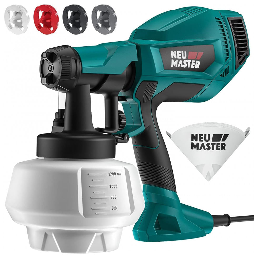 Pistola De Pintura Pulverizadora 1.2l Com 4 Tamanhos De Pontas, 500w, Neu Master Nsg0110 Us500, Verde