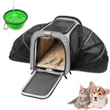 Bolsa Pet Expansivel Transporte Viagem Cinza + 2 Comedouros