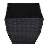 Vaso Cachepô Rattan Quadrado Mini (2,1l) Preto Injeplastec