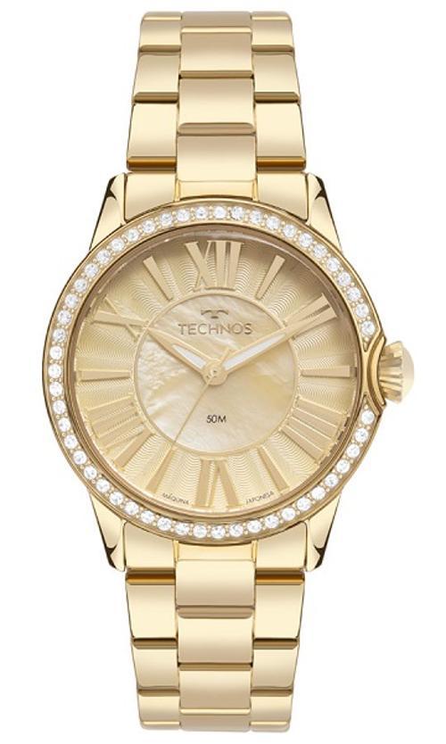 Relogio Technos Feminino Dourado Grande Romano 2035myu/1k