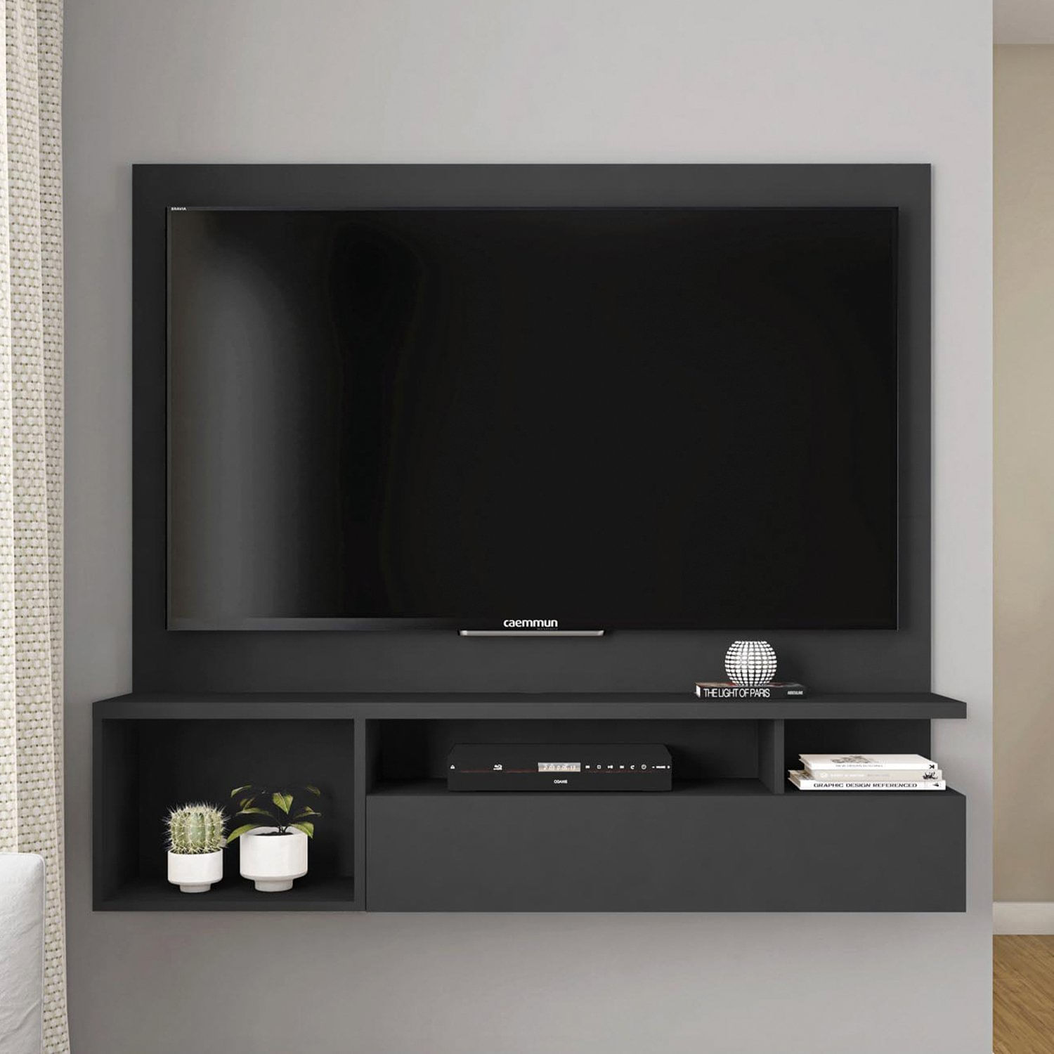 Painel Para Tv Até 55 Polegadas Brasil Preto