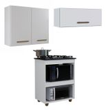 Conjunto Balcão Para Cooktop 5 Bocas Aéreo 2 Portas E 1 Aéreo Basculante Branco