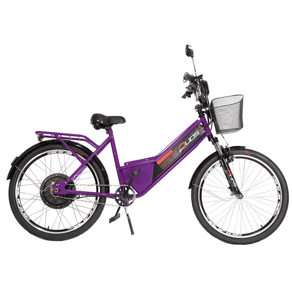 Bicicleta Elétrica Aro 24 Duos Confort 800W 48V 15Ah Violeta Duos Bikes