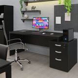 Mesa De Escritório Pedestal 3 Gavetas 1.90x70 Tpo 30mm Netmobil - Preto