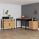 Conjunto Home Office 100% Mdf 3 Peças 1 Escrivaninha 1 Gaveteiro 1 Balcão Estilo Industrial Pradel Móveis