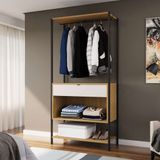 Guarda-roupa Closet Modulado Maverick 1 Gv Carvalho E Off White 93 Cm