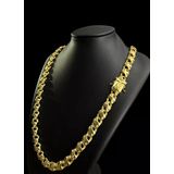 Cordão Friso X 13mm Com Fecho Mão Orando - Banhado Ouro 18k
