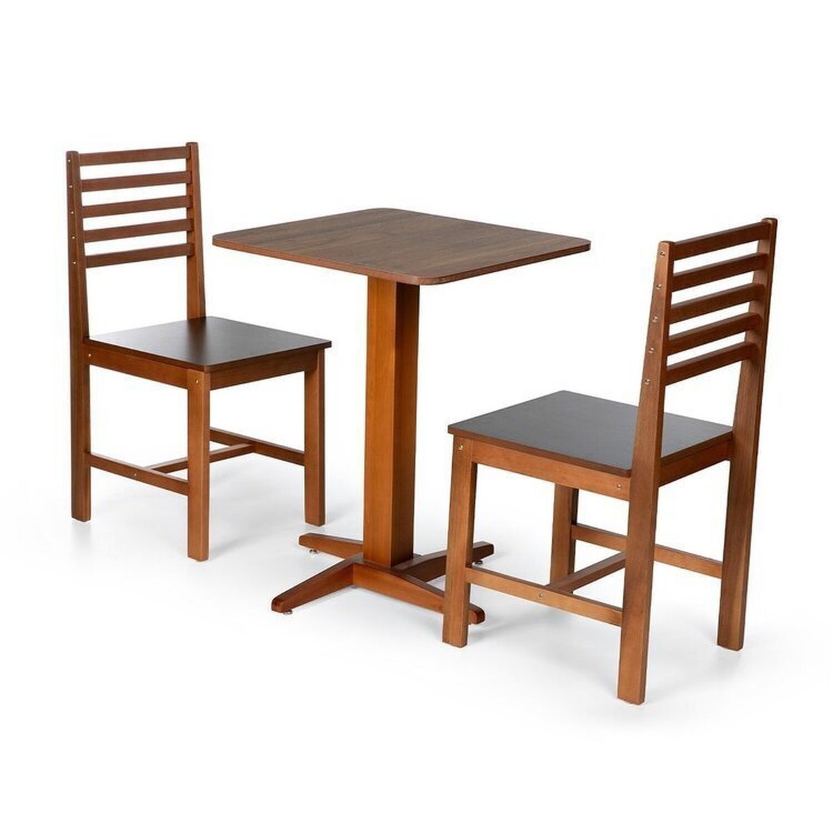 Conjunto Mesa De Jantar Jaque 60cm E 2 Cadeiras Luna Assento Mdf Madeira Maciça Amadeirado/preto