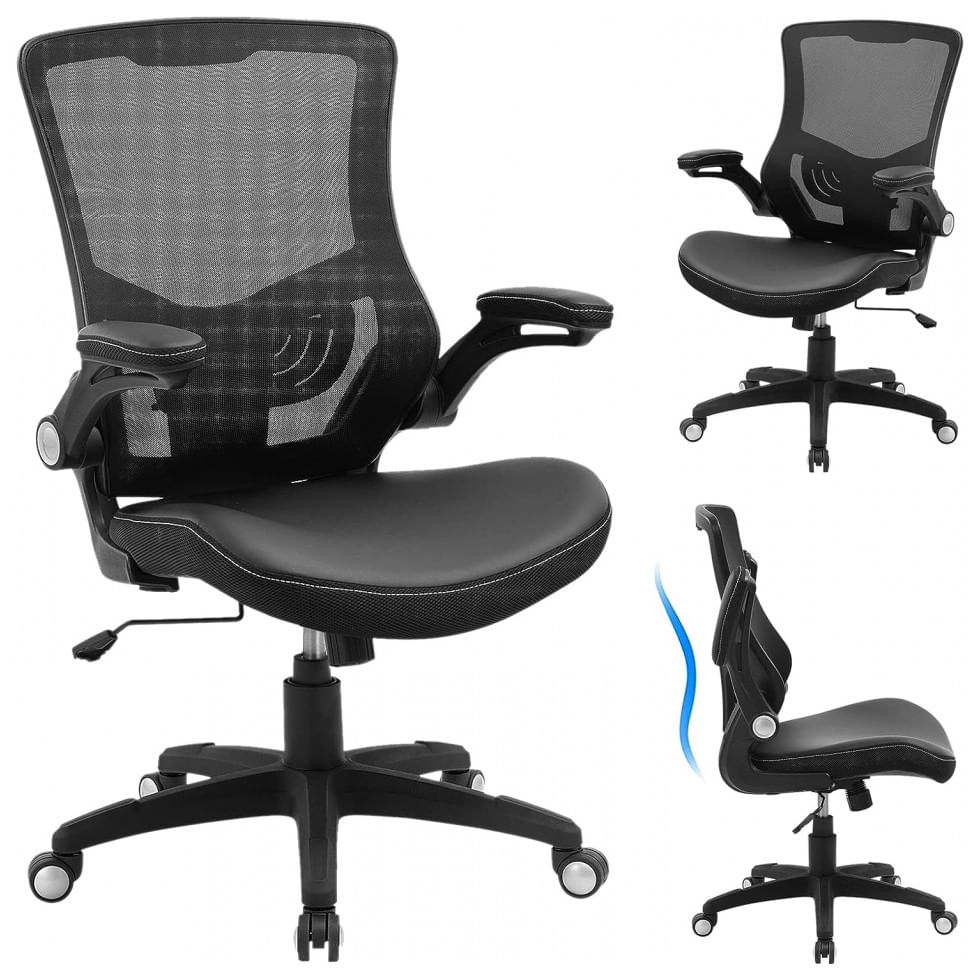 Cadeira De Escritorio Ergonomica Giratoria Com Encosto Medio, X Xishe, Preto