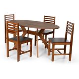 Conjunto Mesa De Jantar Mai 160x80 E Cadeiras Luna Assento Mdf Madeira Maciça Amadeirado/preto