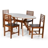 Conjunto Mesa De Jantar Mai 160x80 E Cadeiras Luna Assento Mdf Madeira Maciça Branco/preto