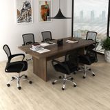 Kit 7 Peças Com Uma Mesa De Reunião E 6 Cadeiras De Escritório Tela Mesh Espresso Móveis Rústico