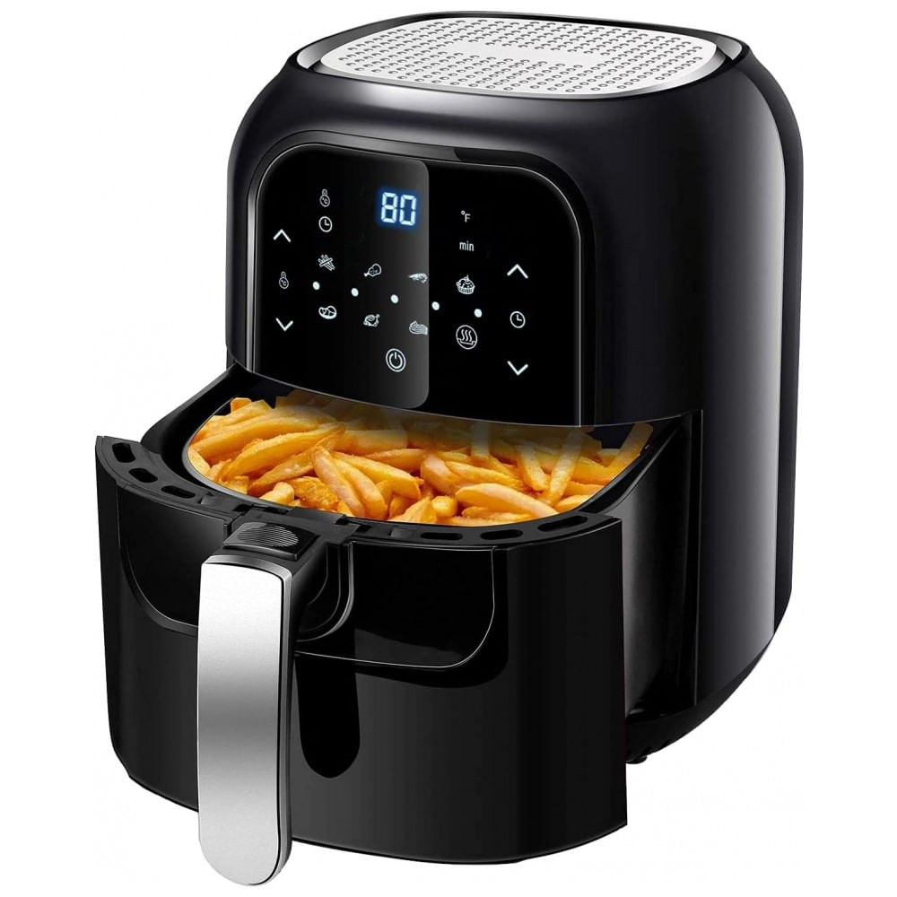 Fritadeira Eletrica Airfryer 5.8l De Capacidade E Painel De Controle Digital, 1400w, 110v, Eurostar Eaf600b, Preto