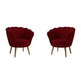 Kit 2 Poltronas Decorativas Pétala Sala De Estar Tecido Suede Marsala Kimi Decor