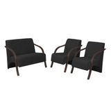 Conjunto Poltronas Vênus 1 Dois Lugares 2 Um Lugar Braços Em Madeira 1 Namoradeira D Salla Suede