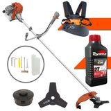 Máquina De Cortar Grama Á Gasolina Tekna Rl520acg2 2t 52cc 2hp Com Lâmina De Corte 3 Pontas E Carretel Nylon + Óleo Toyama 2 Tempos