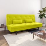 Sofá Cama 3 Lugares Em Suede Tokio Yescasa Amarelo / Marrom