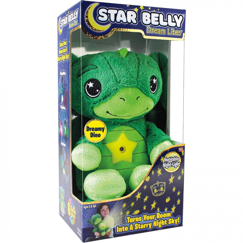 Star Belly Dinossauro De Pelucia Com Luz Noturna Para Criancas A Partir De 3 Anos, Ontel Sbgd Mc4, Verde