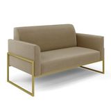 Sofá Namoradeira Com 2 Poltronas Base Industrial Alta Dourado Marisa Suede Marrom Rato D03d\&#39;rossi