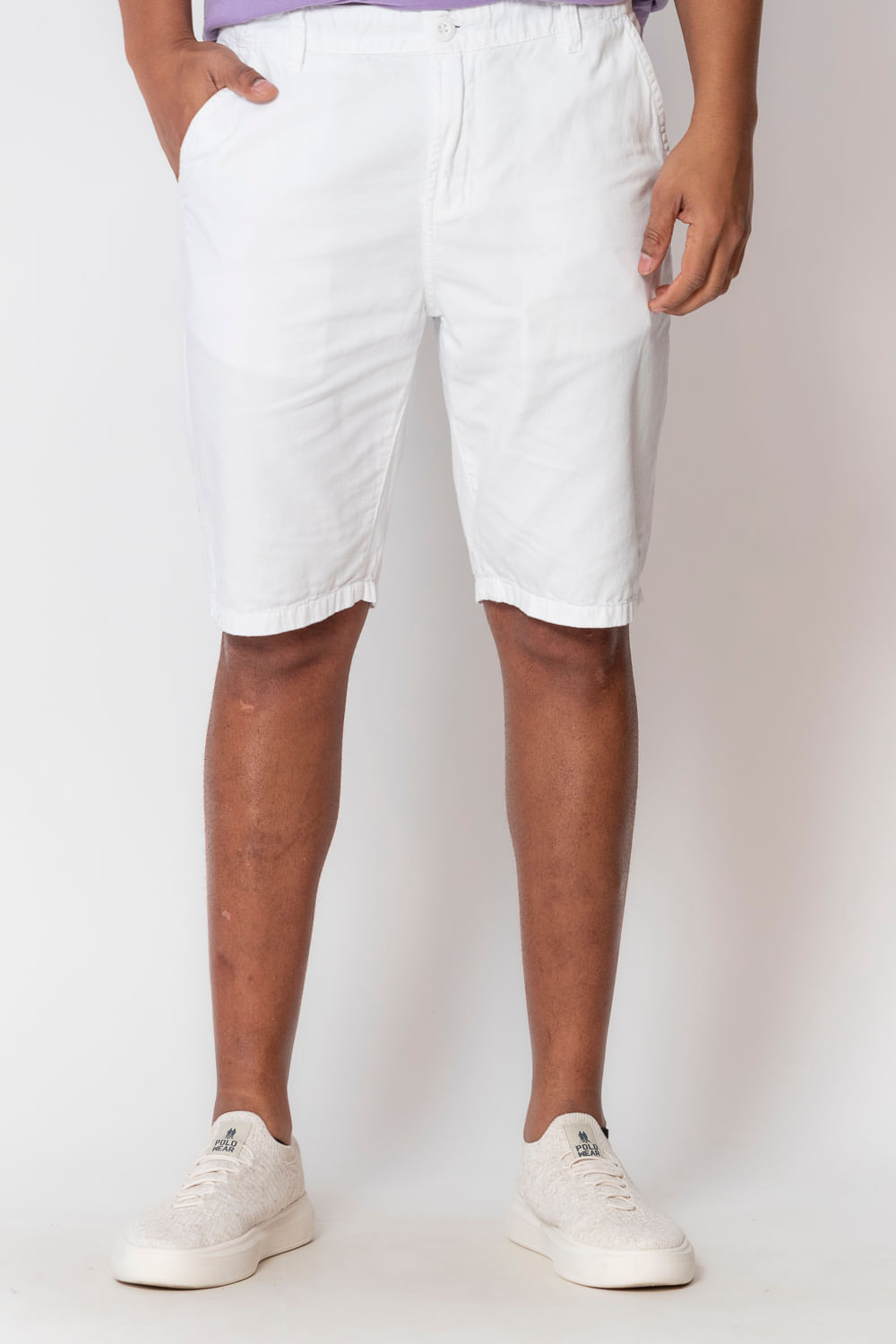 Bermuda Masculina Chino Cós Galão Polo Wear Branco