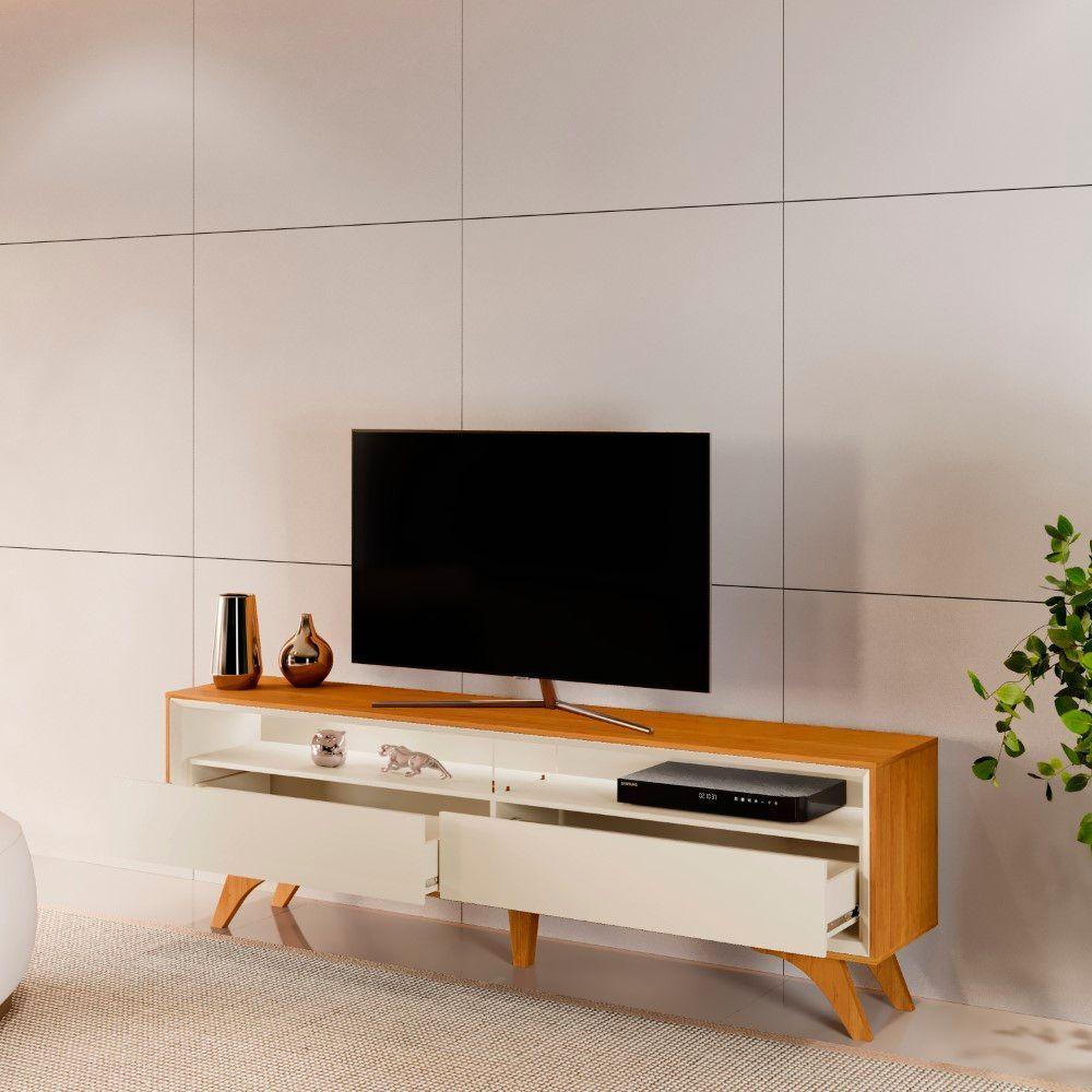 Rack Em Mdf E Mdp 2 Gavetas Austria Naturalle E Off White - Carrefour